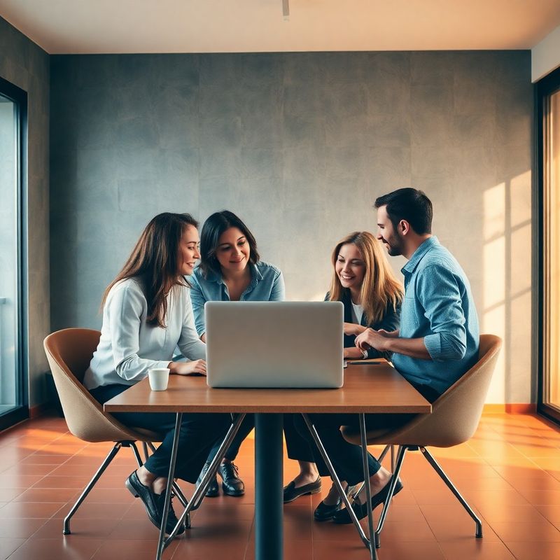 Equipo de cuatro personas de Boutique Torres colaborando en una oficina de Bilbao