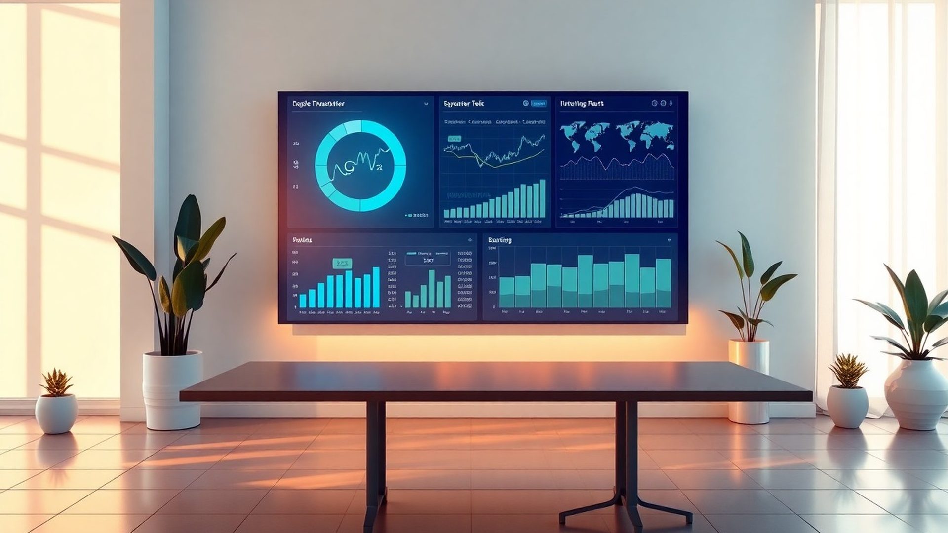 Panel de inversión de Boutique Torres con gráficos de rendimiento en tonos slate